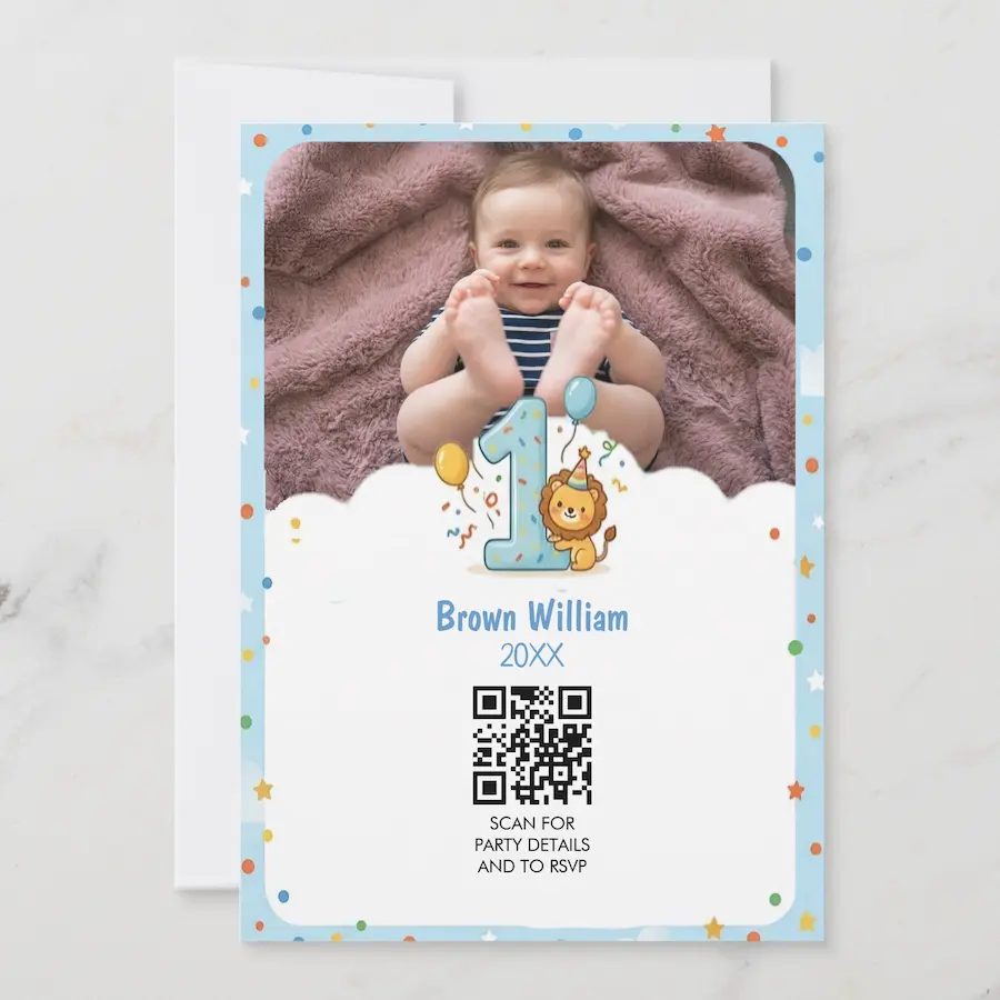 It's Fun to Be One 1st Birthday Photo Invitation thumbnail 2