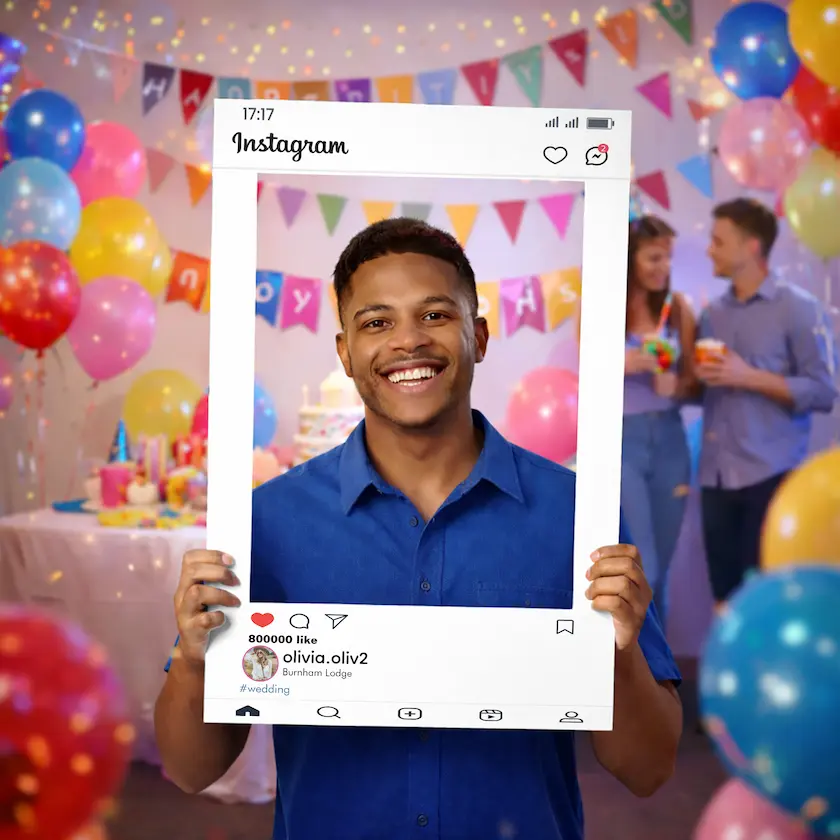 Custom Social Media Photo Booth Frame | Party Selfie Frame thumbnail 3