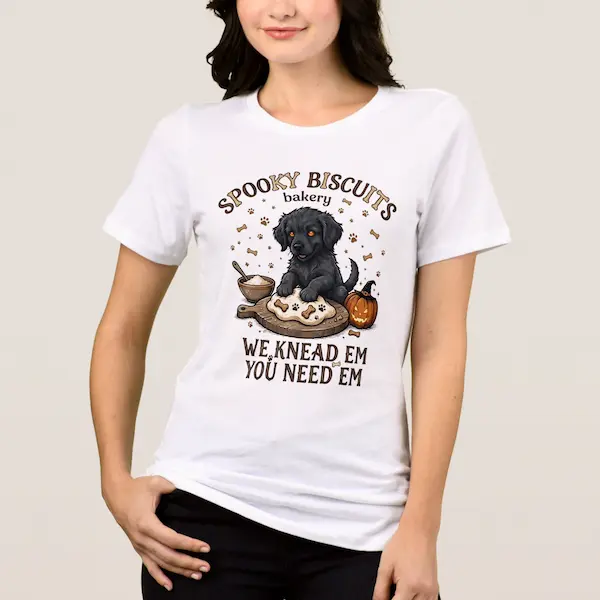 Doggy Biscuits Spooky Season Black Dog Halloween T-Shirt thumbnail 2