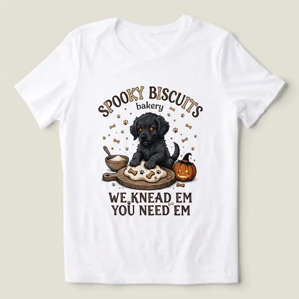 Doggy Biscuits Spooky Season Black Dog Halloween T-Shirt thumbnail 3