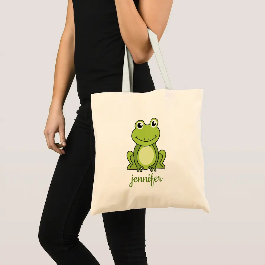 Script Name with cute Frog Gift - Create your own Tote Bag